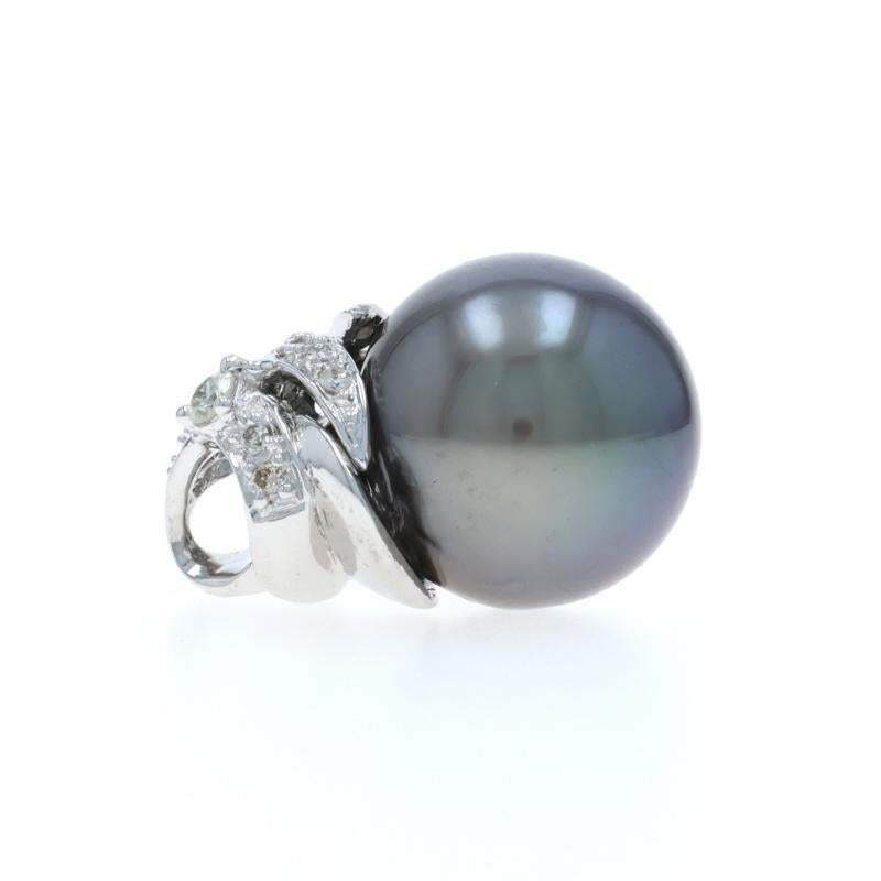 Perle Pendentif or blanc perle de Tahiti diamant - 18k .20ctw en vente