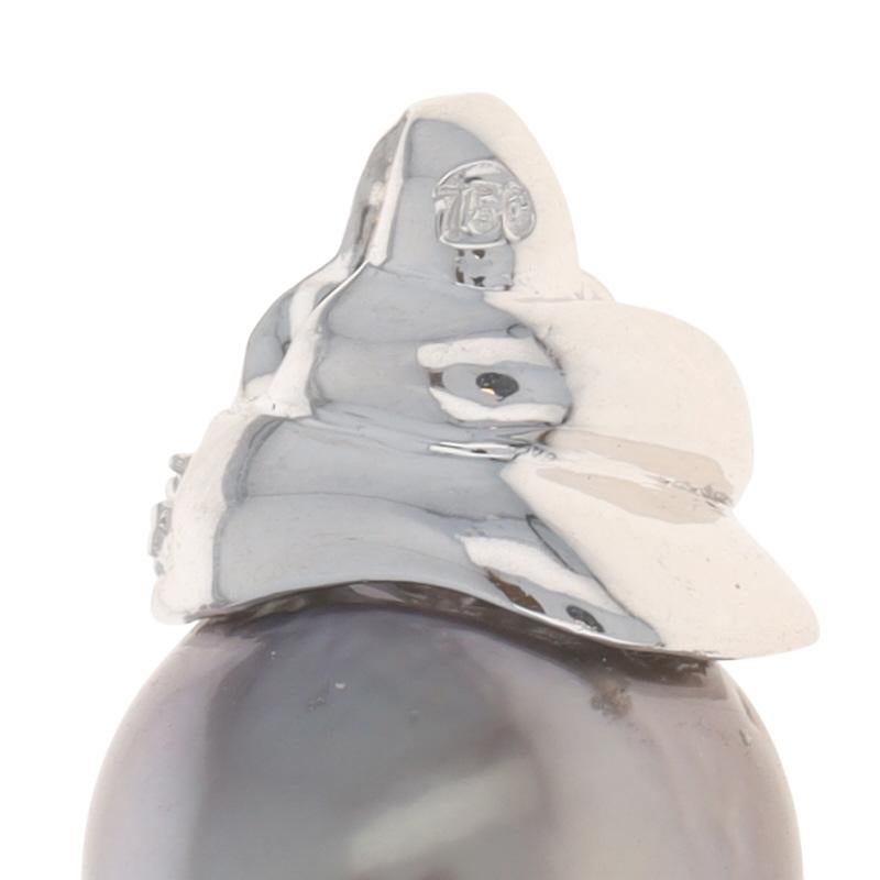 Pendentif or blanc perle de Tahiti diamant - 18k .20ctw Pour femmes en vente