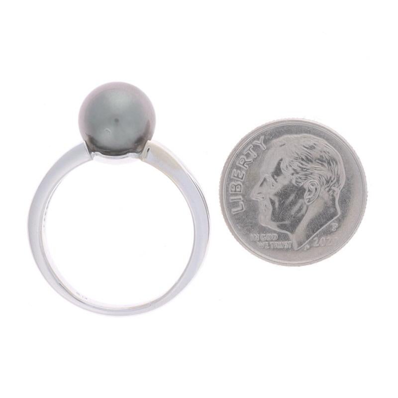 Women's White Gold Tahitian Pearl Solitaire Ring - 14k For Sale