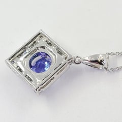 White Gold, Tanzanite, and Diamond Pendant Necklace