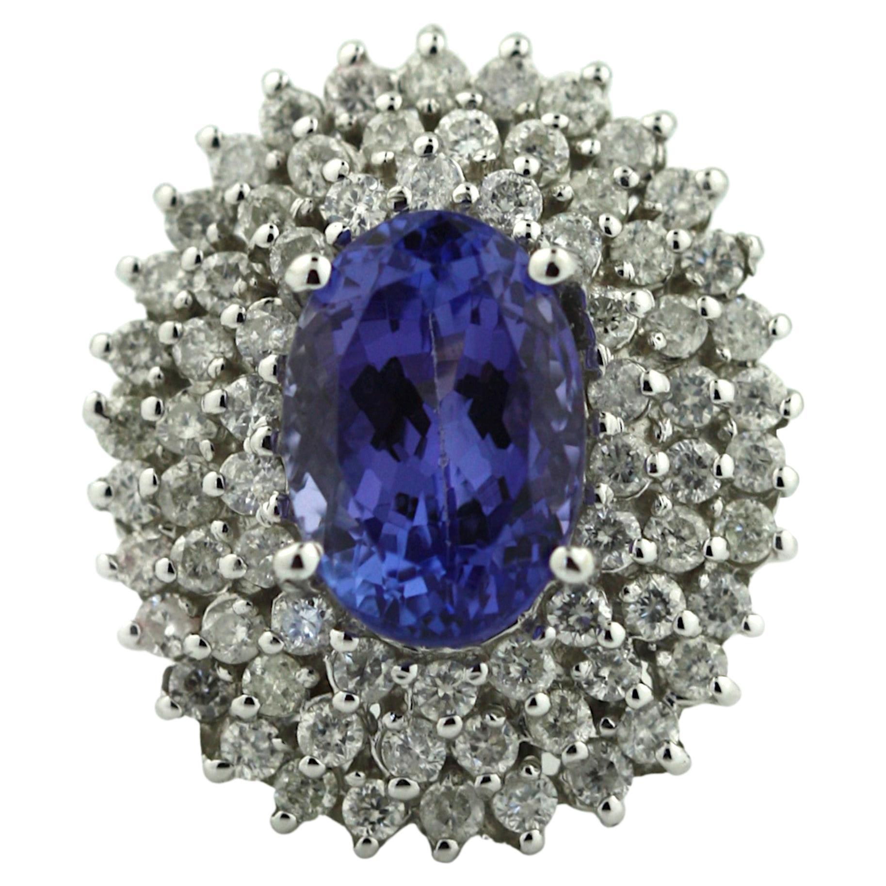 Modernist Abstract White Gold Tanzanite and Diamond Ring For Sale at ...