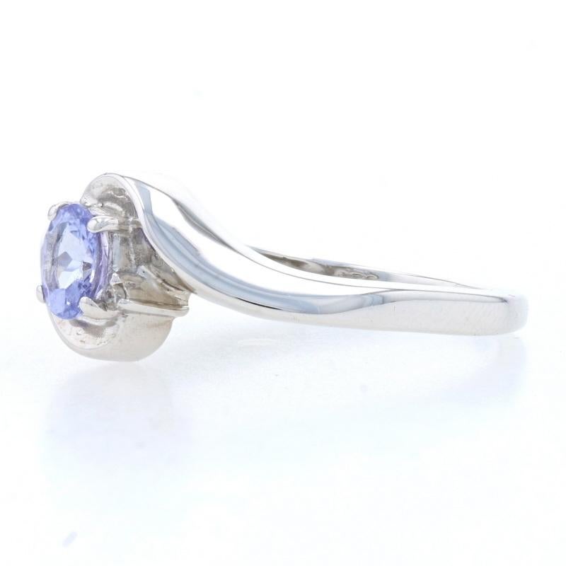 White Gold Tanzanite & Diamond Bypass Ring, 10k Oval Cut .40ct In Excellent Condition In Greensboro, NC