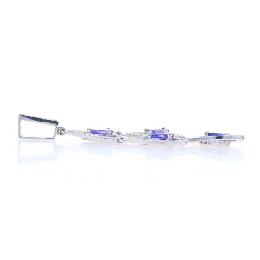 Pear Cut White Gold Tanzanite Diamond Chandelier Dangle Earrings 18k Pear 4.66ctw Pierced For Sale
