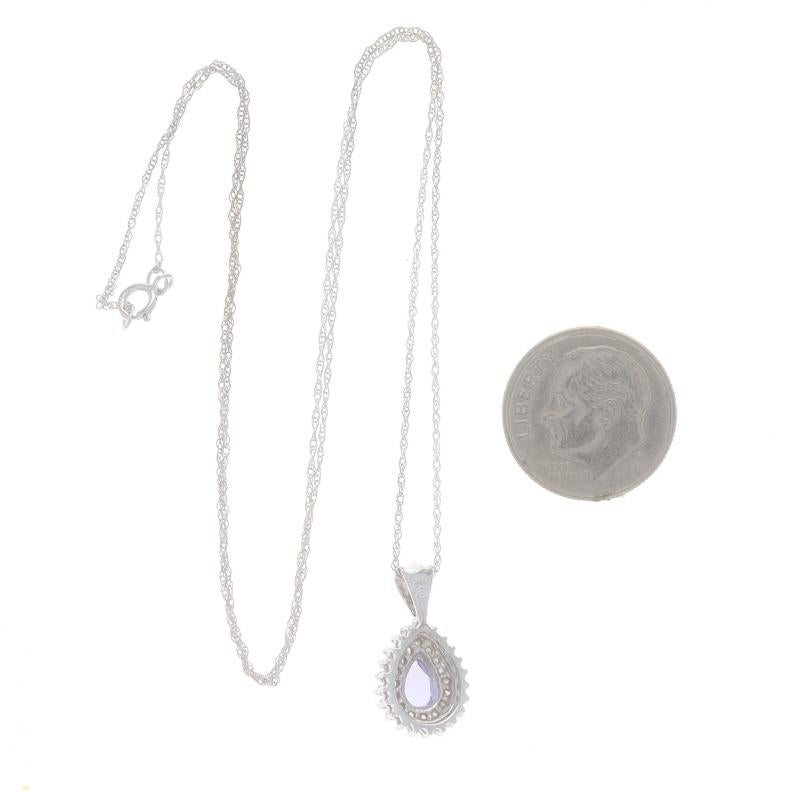 Taglio a goccia Collana a doppio giro di tanzanite e diamanti in oro bianco da 18 1/4