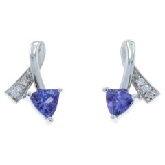 White Gold Tanzanite Diamond Earrings 
Pendant Set - 14k Trillion 1.73ctw