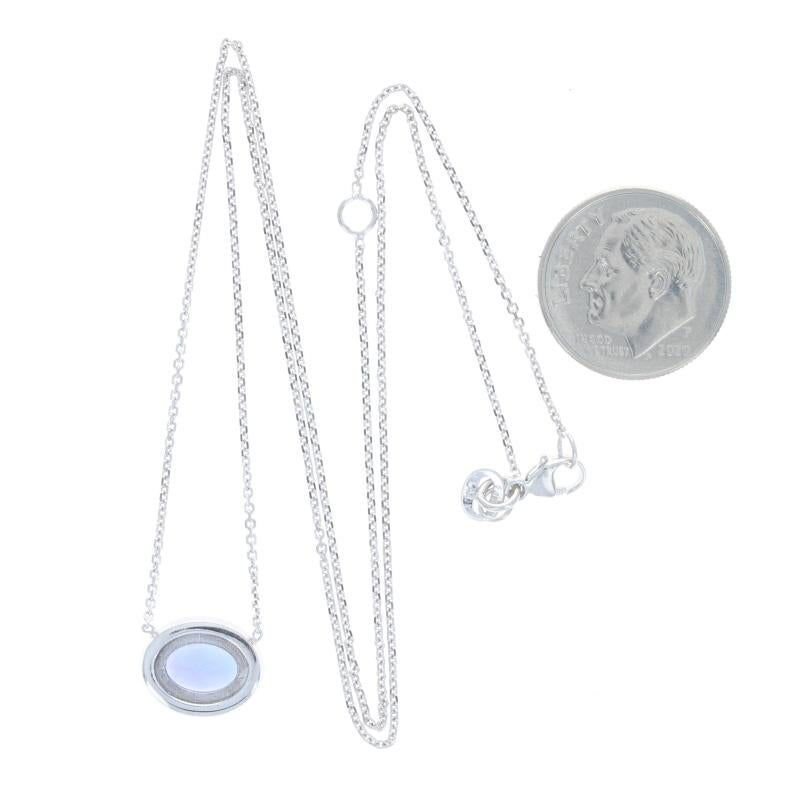 Weißgold Tansanit & Diamant Ost-West Halo Halskette - 14k Oval 2,11ctw Verstellbar Damen