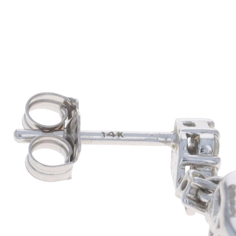 Boucles d'oreilles pendantes en or blanc Tanzanite Diamant Halo - 14k Oval 3.20ctw Pour femmes en vente