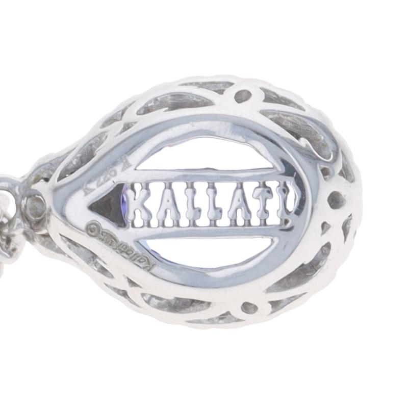 Boucles d'oreilles pendantes en or blanc Tanzanite Diamant Halo - 14k Oval 3.20ctw en vente 1