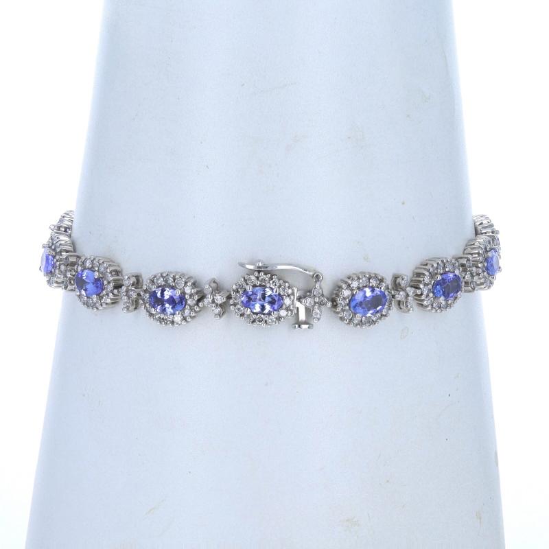 Donna Bracciale aureolato in oro bianco con tanzanite e diamanti 7 1/2