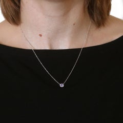 Weißgold Tansanit & Diamant Halo Halskette - 14k Rundschliff .36ctw Verstellbar