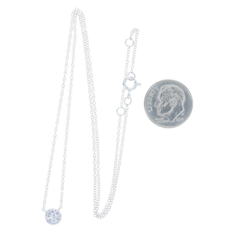 Women's White Gold Tanzanite & Diamond Halo Necklace - 14k Round Cut .36ctw Adjustable For Sale