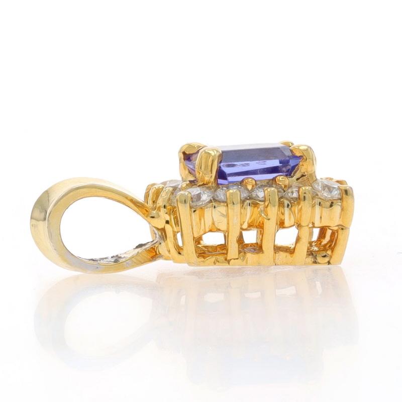 Taglio smeraldo Ciondolo con diamante e tanzanite in oro bianco - 18k Smeraldo 1,21ctw in vendita