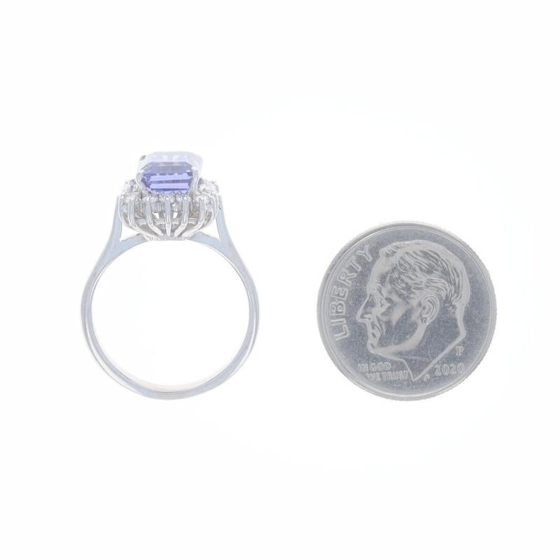 Weißgold Tansanit & Diamant Halo-Ring - 18 Karat Smaragdschliff 2,51 Karat Kathedrale im Angebot 2