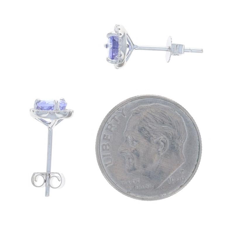 Donna Orecchini a perno con diamante tanzanite in oro bianco - 14k Round 1.17ctw in vendita