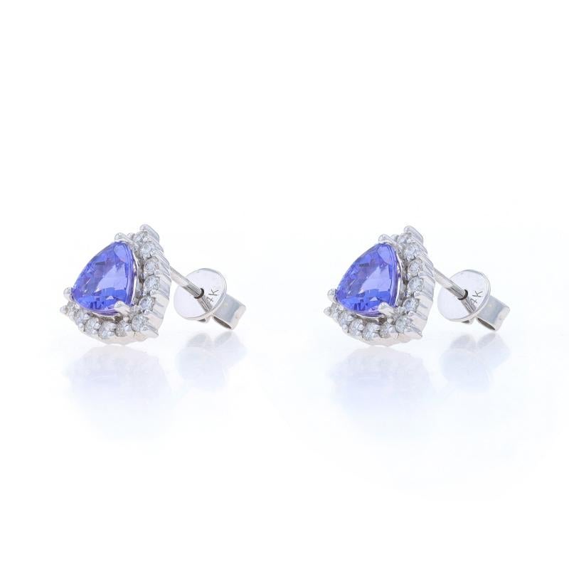 Weißgold Tansanit & Diamant Halo-Ohrstecker - 14k Trillion 1,37ctw durchbohrt (Trillionschliff)