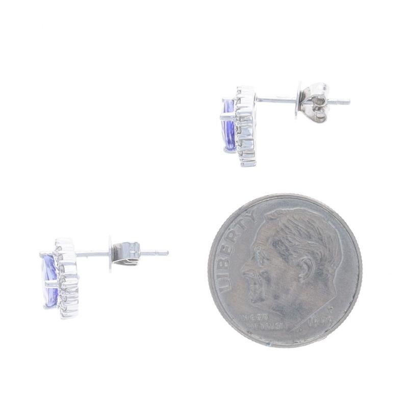 Weißgold Tansanit & Diamant Halo-Ohrstecker - 14k Trillion 1,37ctw durchbohrt Damen