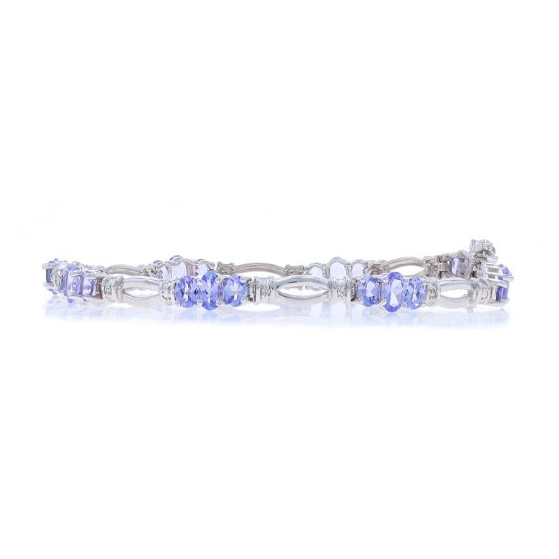 White Gold Tanzanite Diamond Link Bracelet 6 3/4