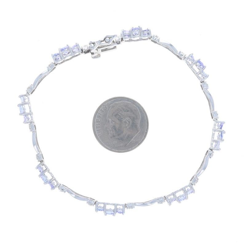 White Gold Tanzanite Diamond Link Bracelet 6 3/4