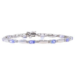 Bracciale A Link in oro bianco con tanzanite e diamanti da 7" - 10k Ovale 2.10ctw