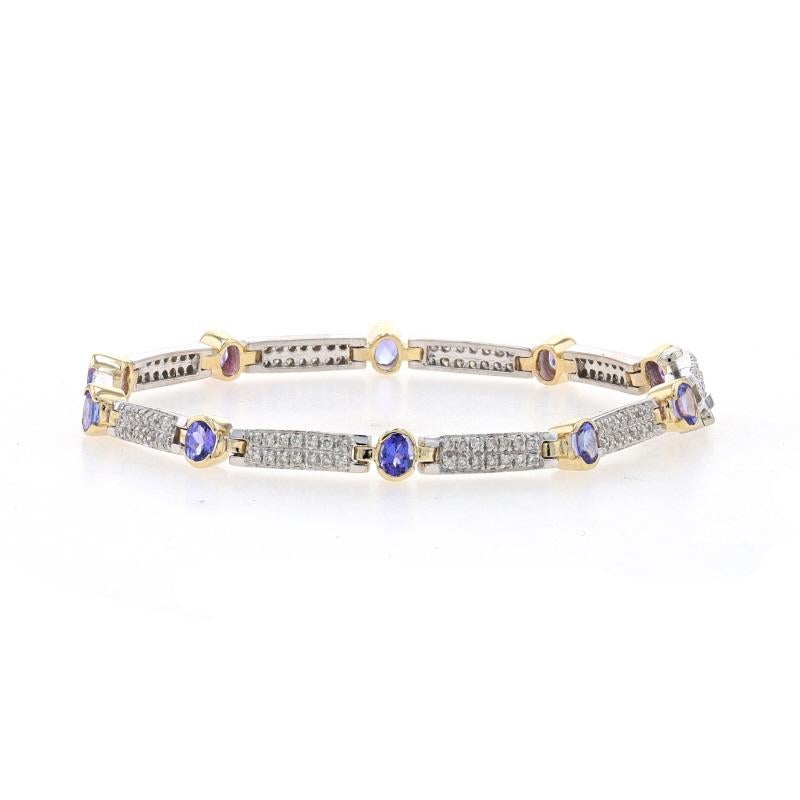 Oval Cut White Gold Tanzanite & Diamond Link Bracelet 7