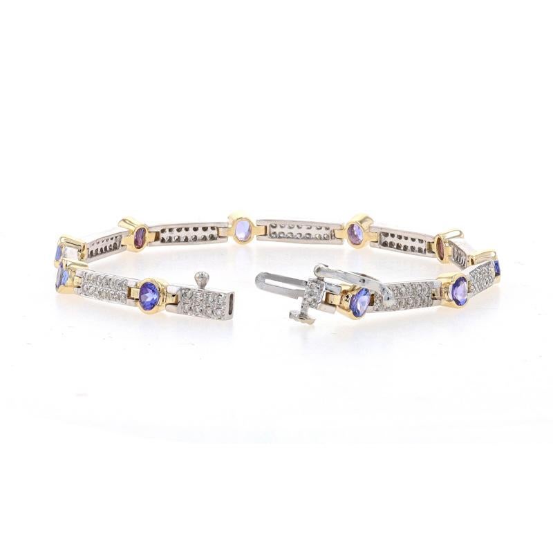 Women's White Gold Tanzanite & Diamond Link Bracelet 7
