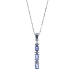 Weißgold Tansanit Diamant-Anhänger Halskette 18" - 10k Oval 3.80ctw