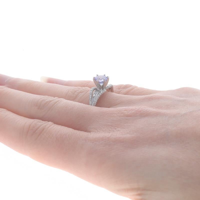 Women's White Gold Tanzanite Diamond Ring - 10k Round .91ctw Engagement For Sale