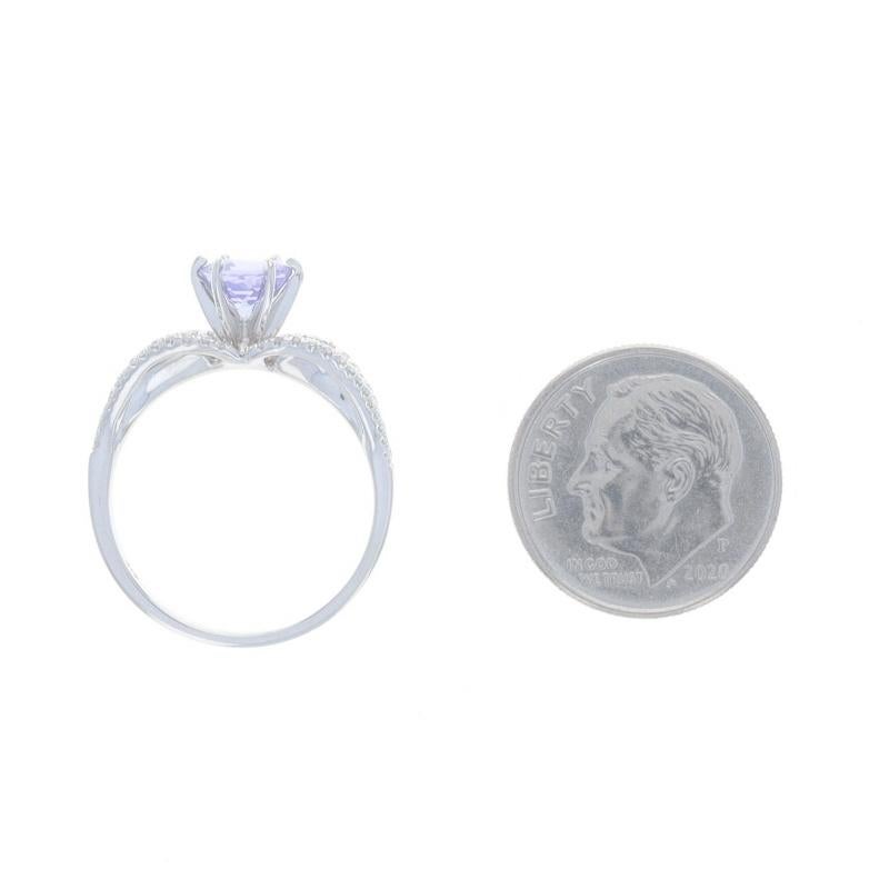 White Gold Tanzanite Diamond Ring - 10k Round .91ctw Engagement For Sale 1