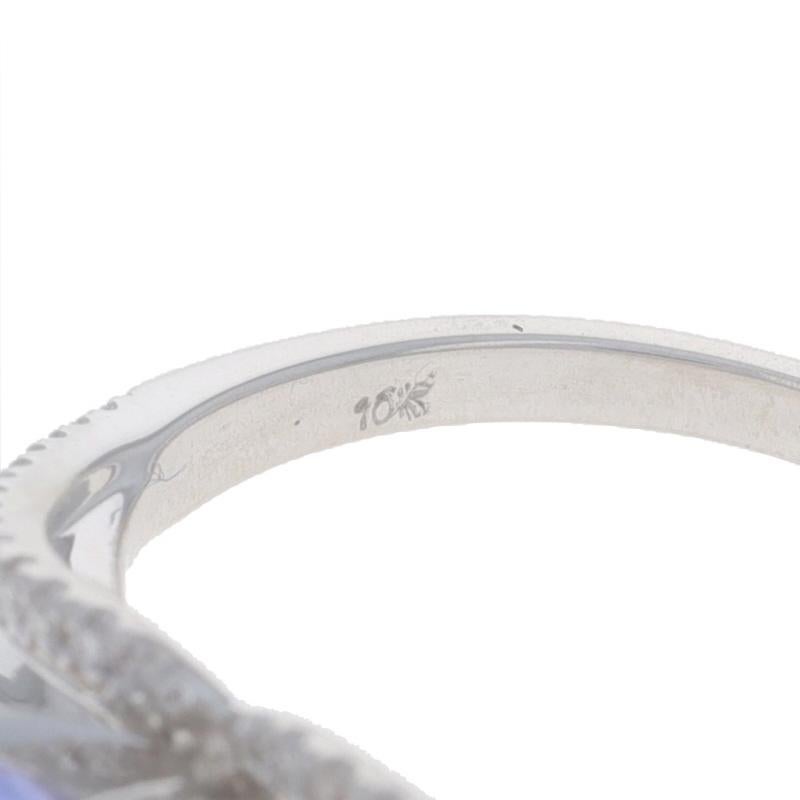 White Gold Tanzanite Diamond Ring - 10k Round .91ctw Engagement For Sale 2