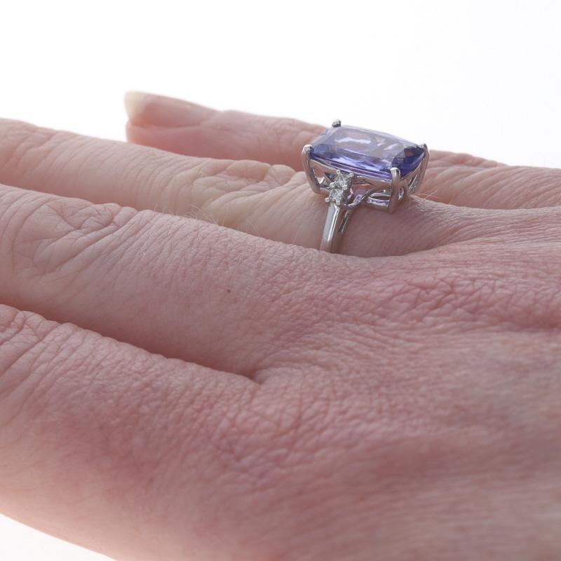 Weißgold Tansanit Diamant Ring - 14k Kissen 3,10ctw Damen im Angebot