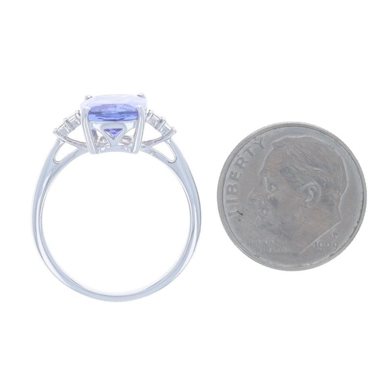 Weißgold Tansanit Diamant Ring - 14k Kissen 3,10ctw im Angebot 1