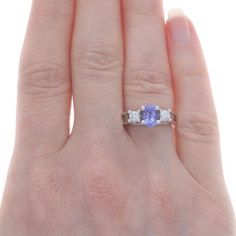 Oval Cut White Gold Tanzanite Diamond Ring - 14k Oval 1.06ctw Engagement For Sale