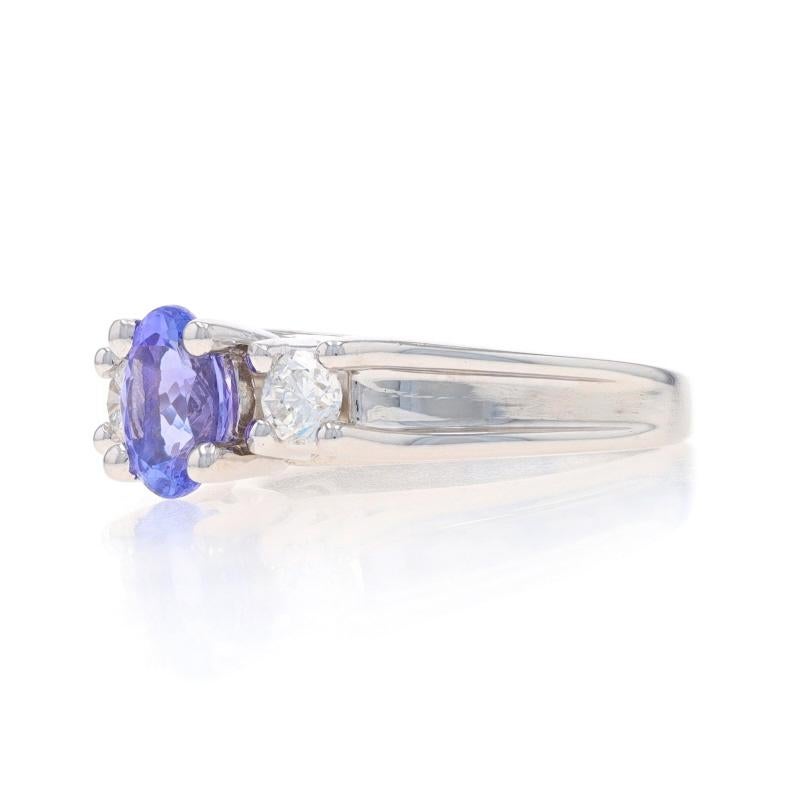 White Gold Tanzanite Diamond Ring - 14k Oval 1.06ctw Engagement In Excellent Condition For Sale In Greensboro, NC
