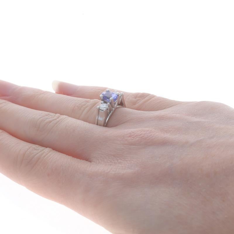 Women's White Gold Tanzanite Diamond Ring - 14k Oval 1.06ctw Engagement For Sale