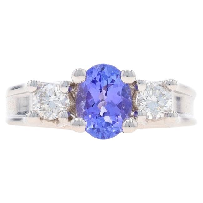 White Gold Tanzanite Diamond Ring - 14k Oval 1.06ctw Engagement