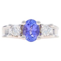 White Gold Tanzanite Diamond Ring - 14k Oval 1.06ctw Engagement