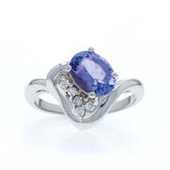 White Gold Tanzanite Diamond Ring - 14k Oval 1.68ctw