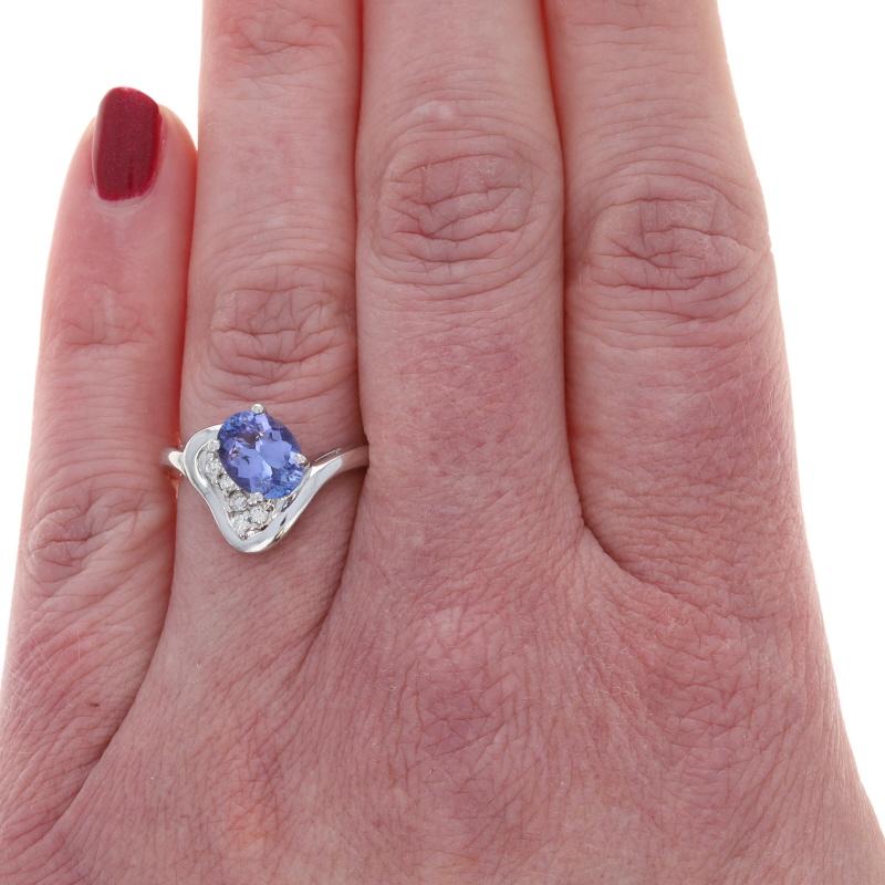 Oval Cut White Gold Tanzanite Diamond Ring - 14k Oval 1.68ctw For Sale