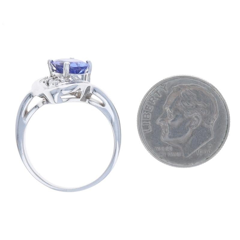 White Gold Tanzanite Diamond Ring - 14k Oval 1.68ctw For Sale 1