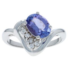 White Gold Tanzanite Diamond Ring - 14k Oval 1.68ctw