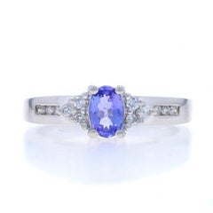 White Gold Tanzanite Diamond Ring - 14k Oval .62ctw