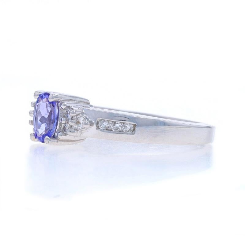 White Gold Tanzanite Diamond Ring - 14k Oval .62ctw In Excellent Condition For Sale In Greensboro, NC