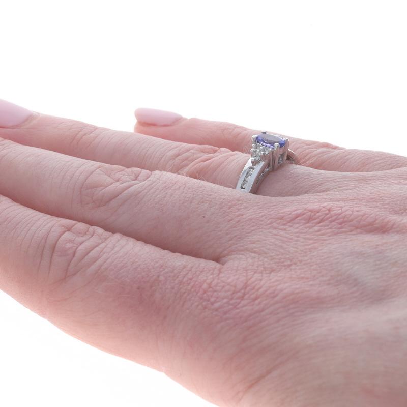 Women's White Gold Tanzanite Diamond Ring - 14k Oval .62ctw For Sale