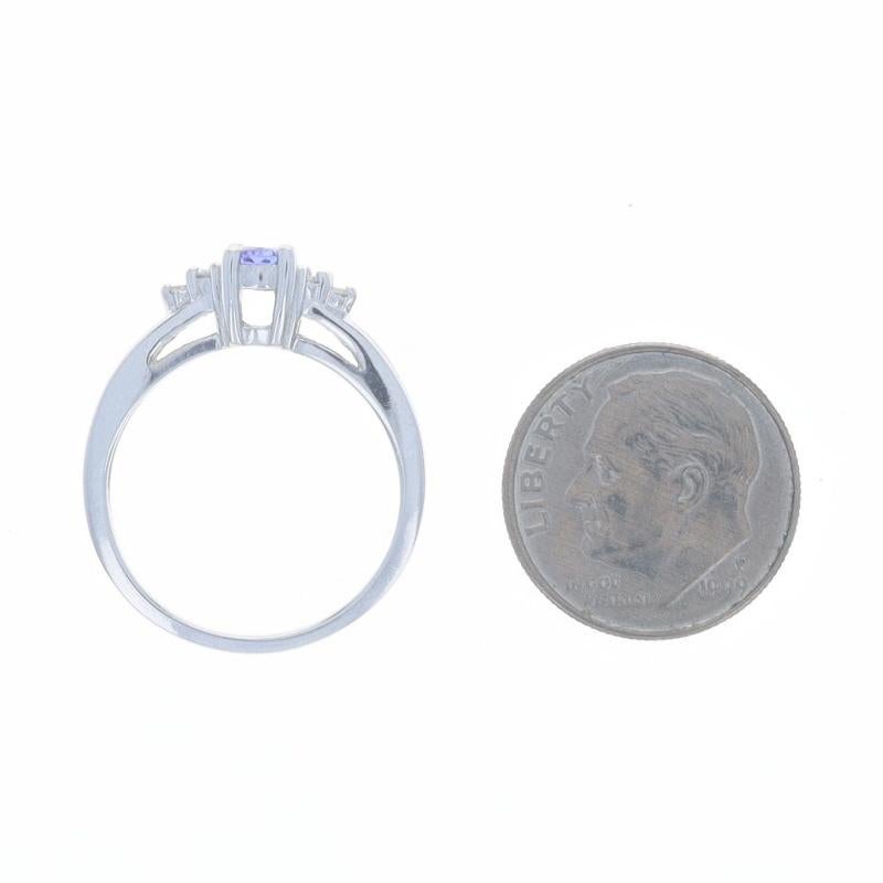 White Gold Tanzanite Diamond Ring - 14k Oval .62ctw For Sale 1