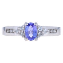 White Gold Tanzanite Diamond Ring - 14k Oval .62ctw
