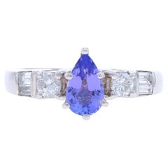 White Gold Tanzanite Diamond Ring - 14k Pear 1.26ctw Engagement