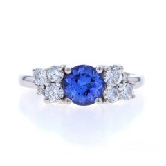 White Gold Tanzanite Diamond Ring - 18k Round 1.26ctw
