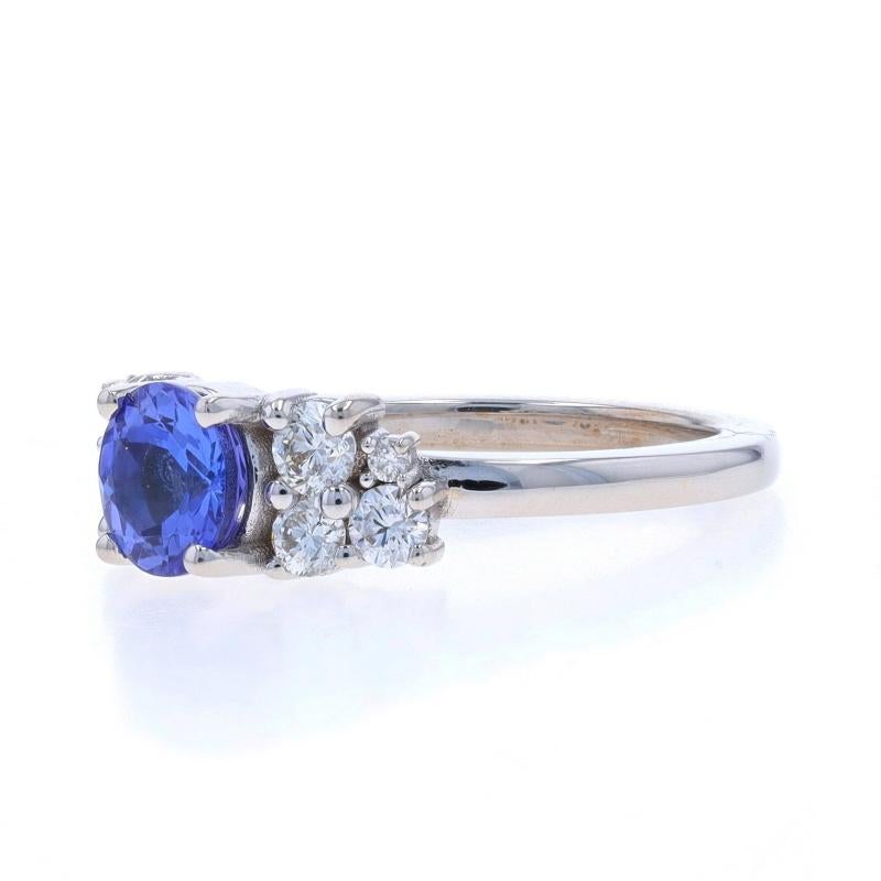 White Gold Tanzanite Diamond Ring - 18k Round 1.26ctw In New Condition For Sale In Greensboro, NC