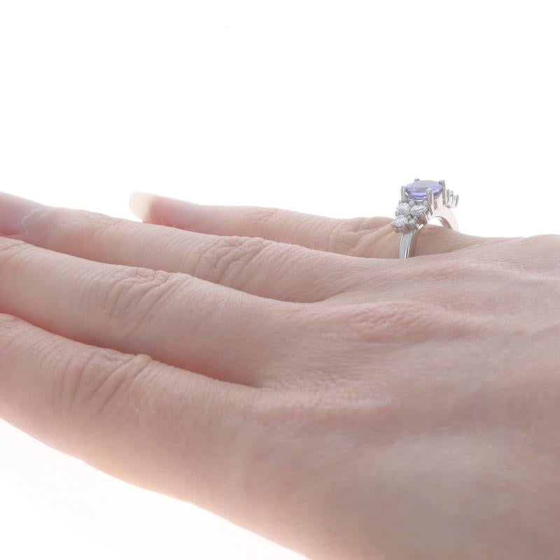 Women's White Gold Tanzanite Diamond Ring - 18k Round 1.26ctw For Sale
