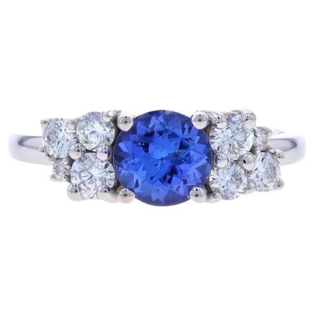 White Gold Tanzanite Diamond Ring - 18k Round 1.26ctw